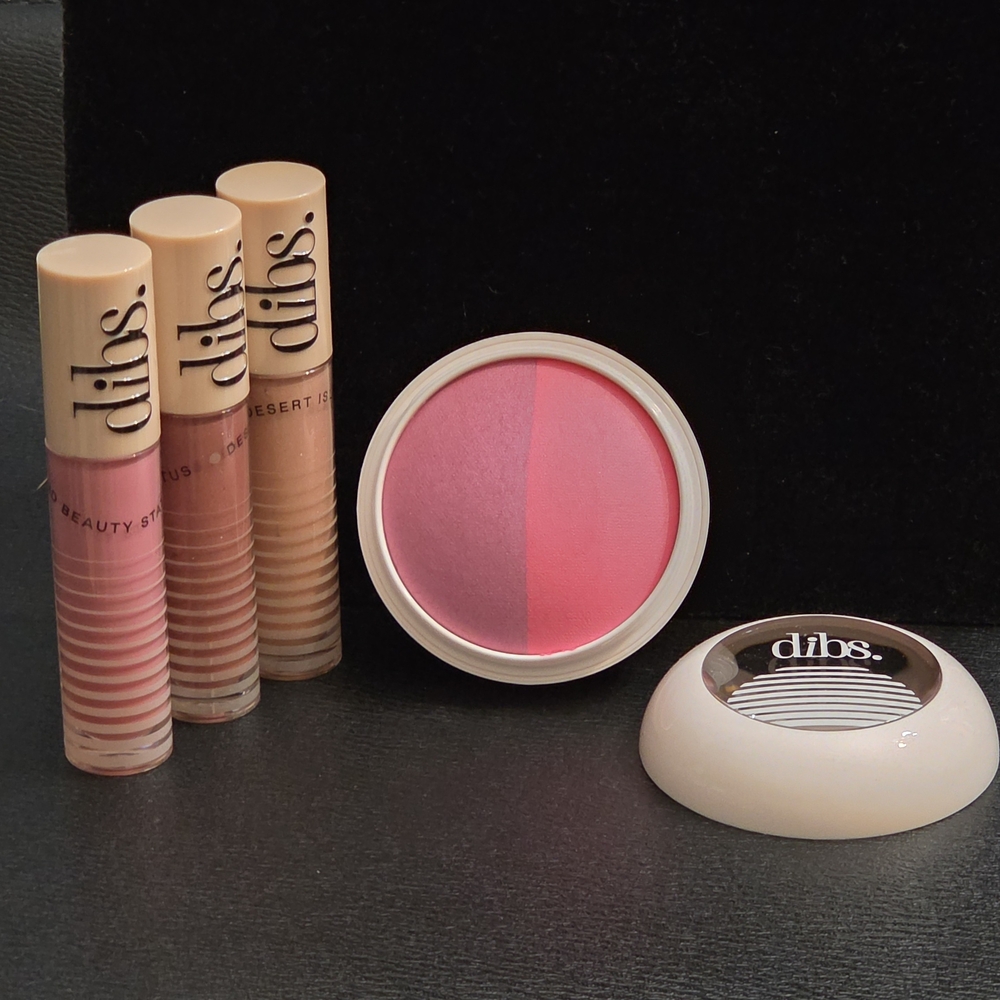 Final PRICE Dibs Makeup Bundle - 3 Go To Glossy Balms and 1 The Duet Baked Blush